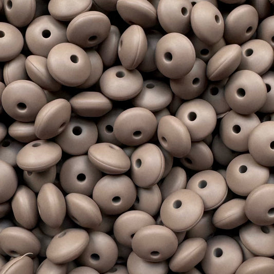 12mm Light Brown Silicone Lentil Bead