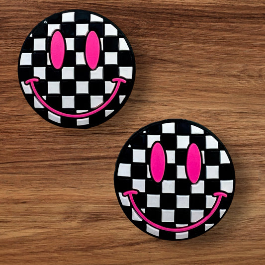 Black & White Checkered Happy Face Focal