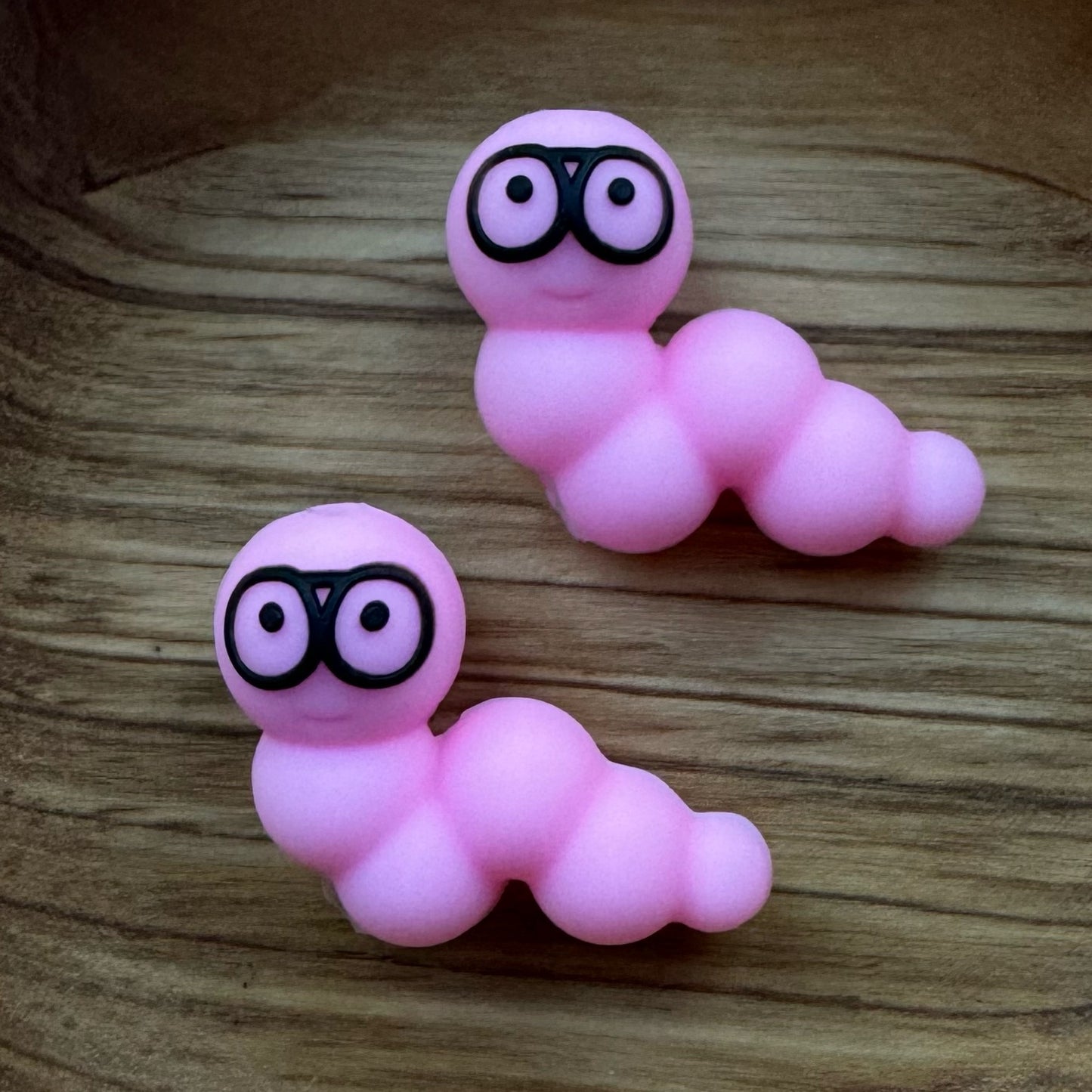 3-D Mini Pink Bookworm Focal