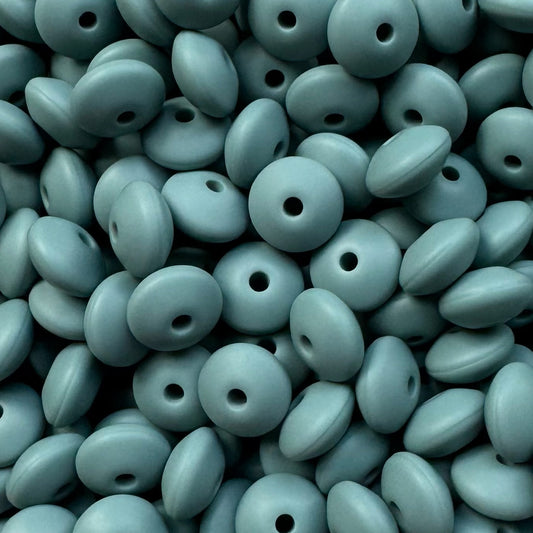 12mm Blue Gray Silicone Lentil Bead