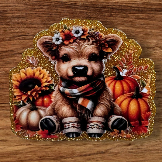 Cow With Pumpkin Acrylic Flatback