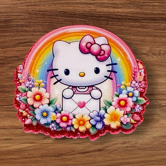 Floral Kitty Acrylic Flatback