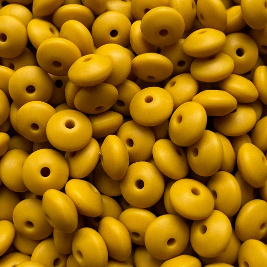 12mm Mustard Silicone Lentil Bead