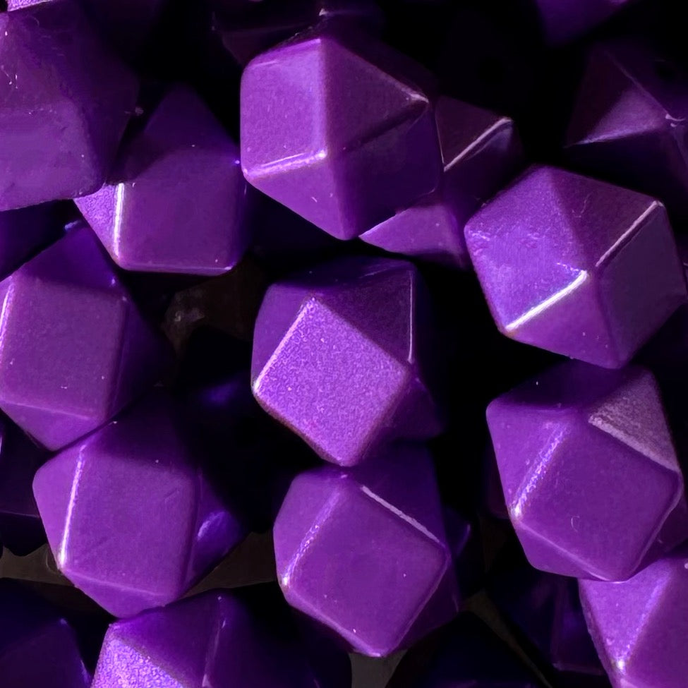 14mm purple Metallic Silicone Hexagon Bead