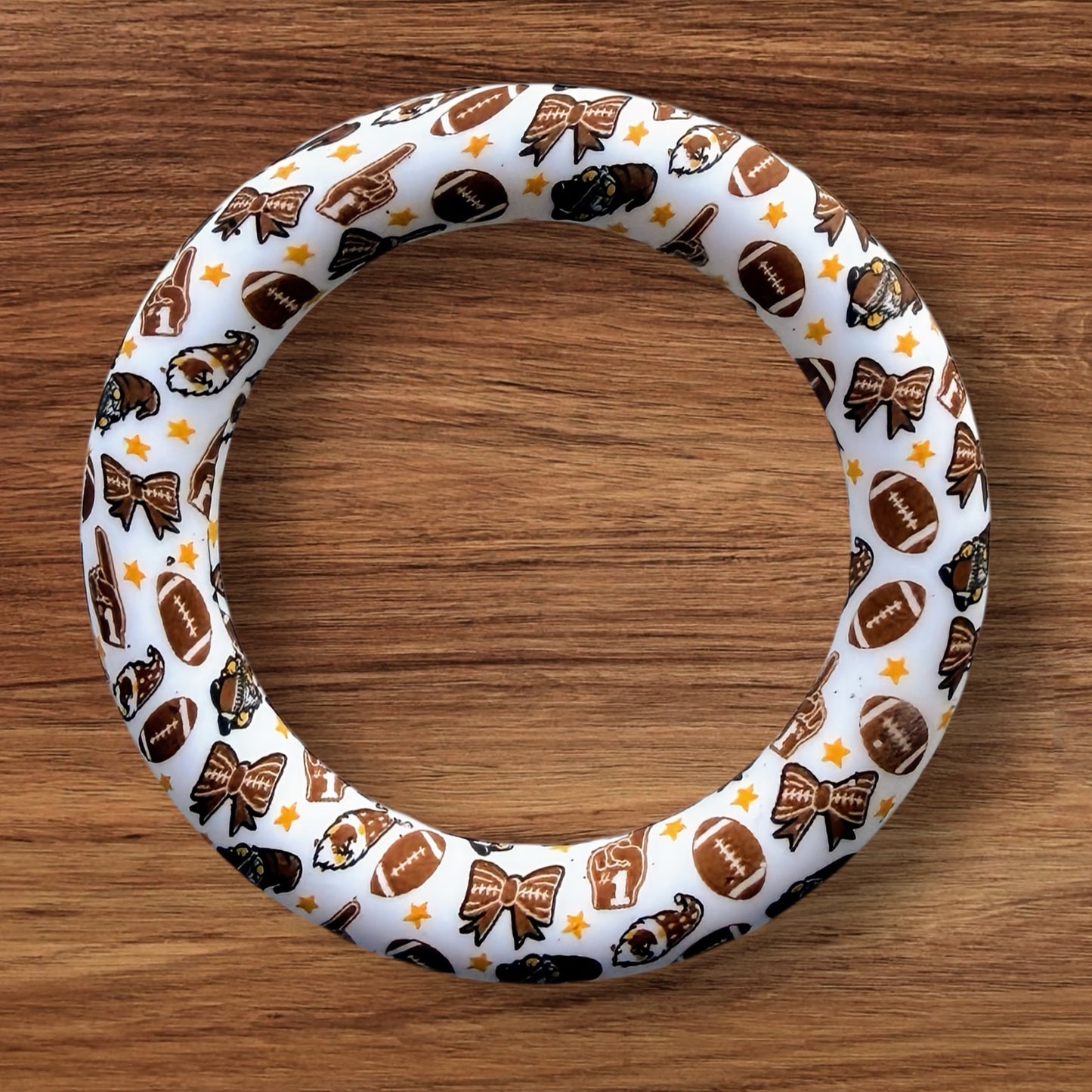 65mm Footballs & Bows Silicone Ring