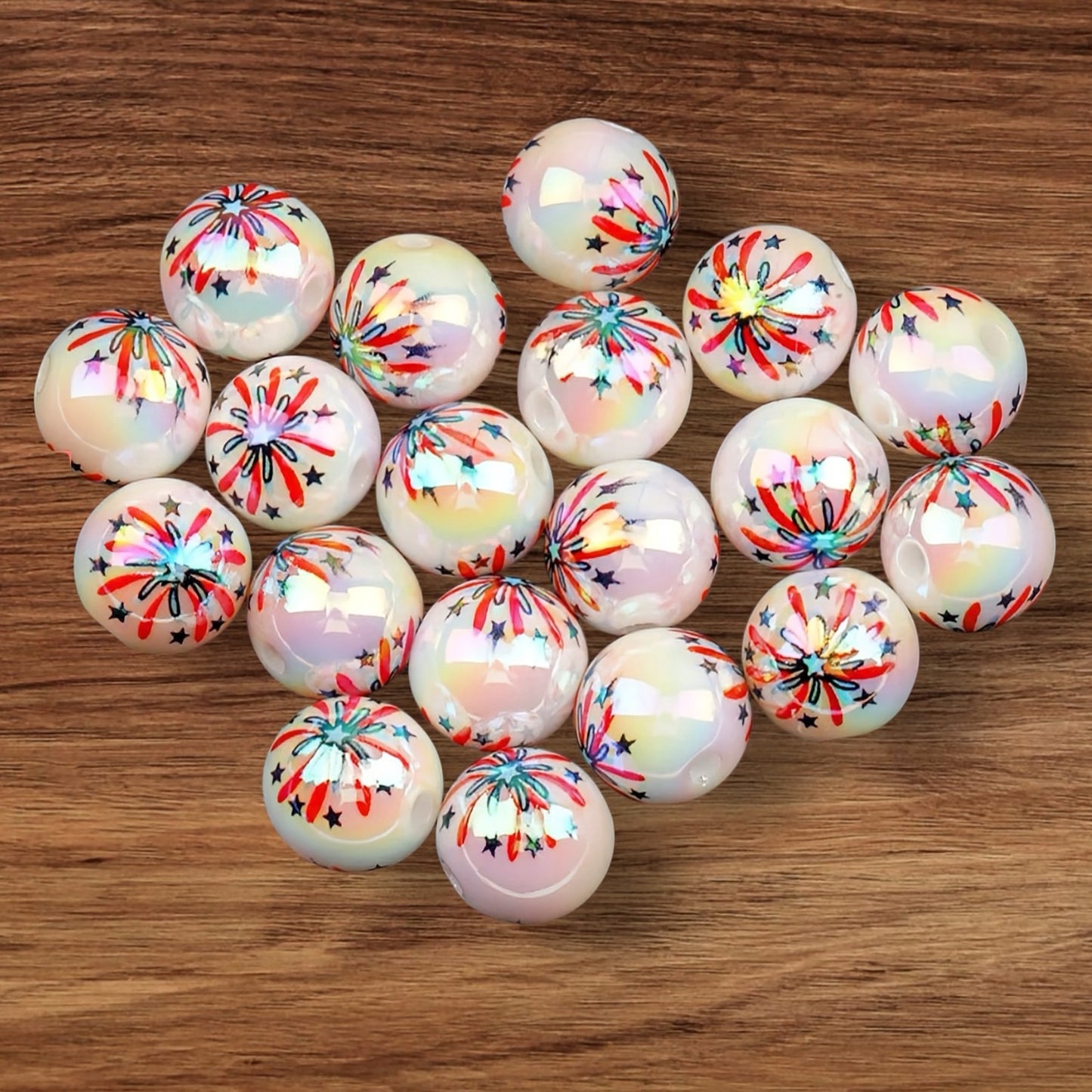 16mm Acrylic Fireworks Beads