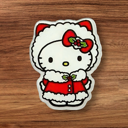 Kitty In Santa Suit Acrylic Flatback