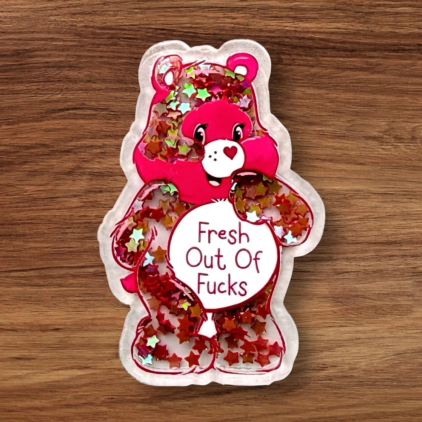 Pink Swear Bear Shaker Flatback