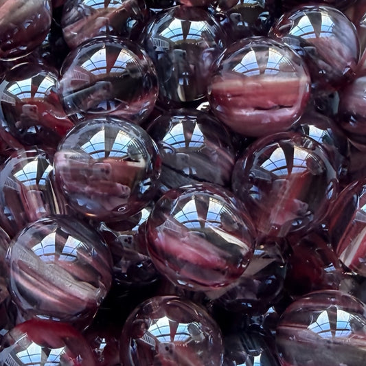 16mm Black & Pink Extra Glossy Acrylic Bead