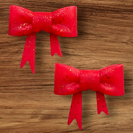 Red Glitter Bow Focal/Straw Topper