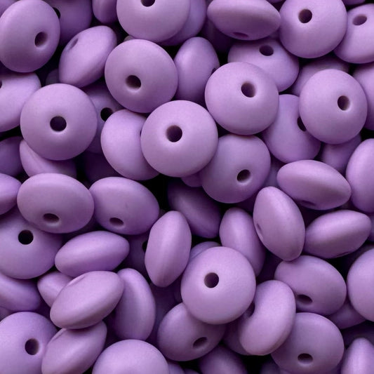 12mm Lavender Silicone Lentil Bead