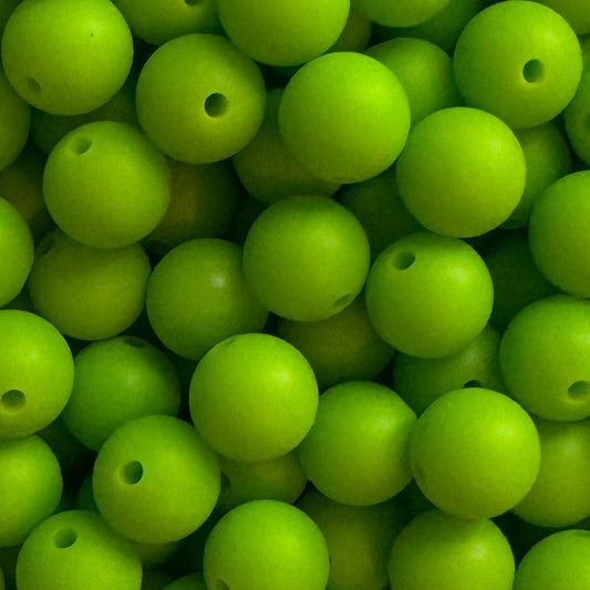 15mm Lime Green Silicone Bead
