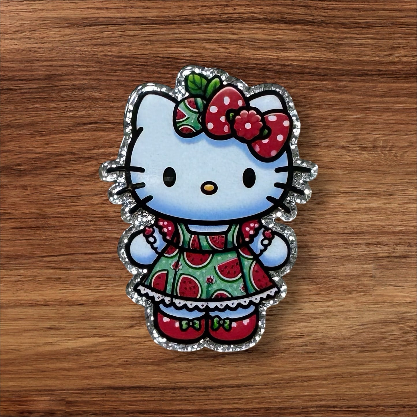 Kitty In Watermelon Dress Acrylic Flatback