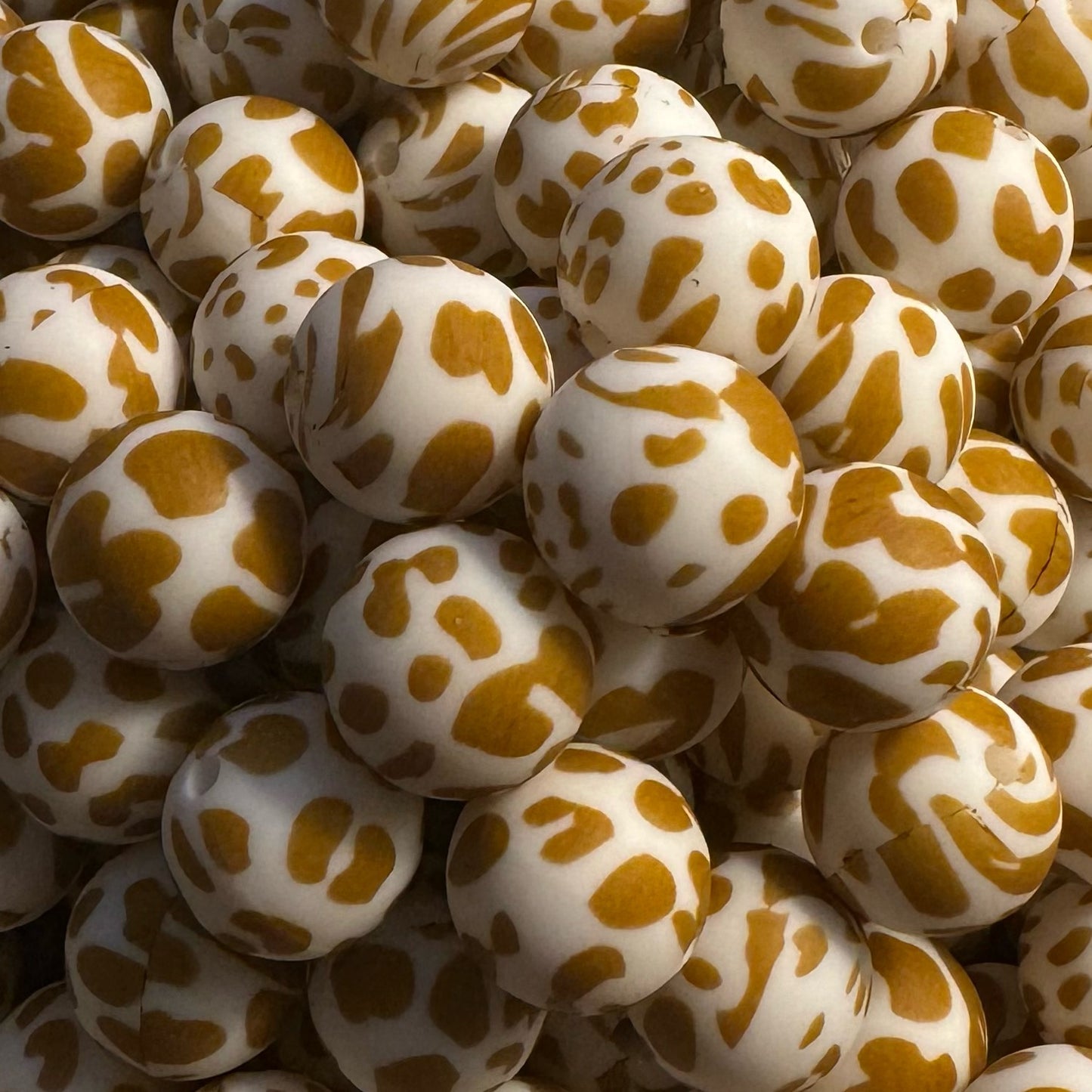 15mm Light Brown Cow Silicone Bead