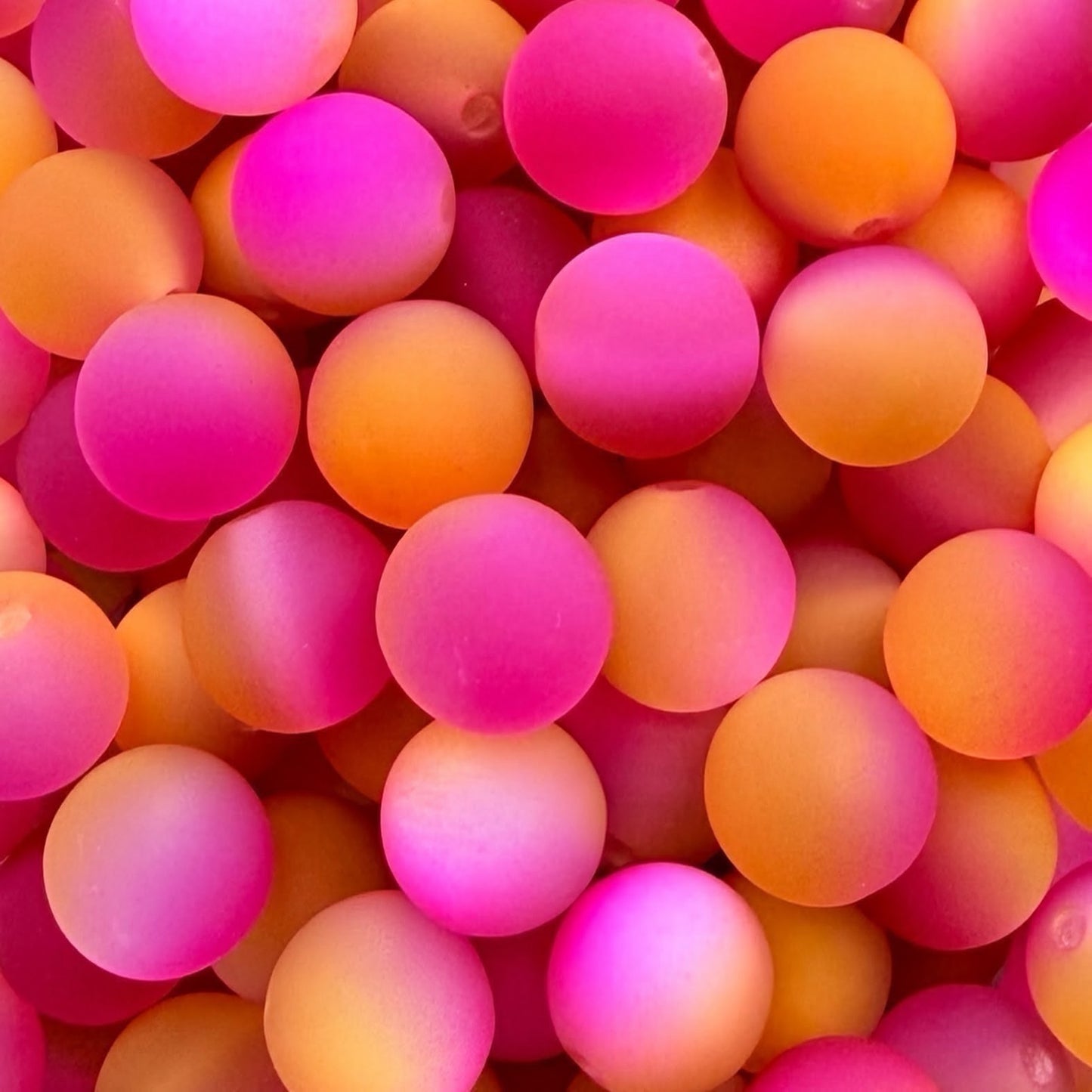 16mm Orange & Pink Cats Eye Acrylic Bead