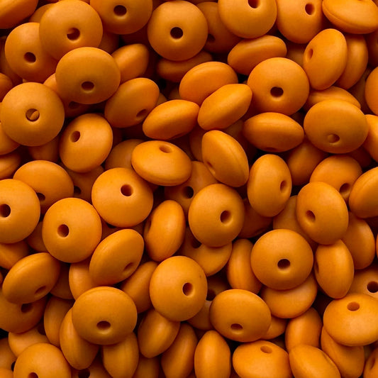 12mm Honey Orange Silicone Lentil Bead