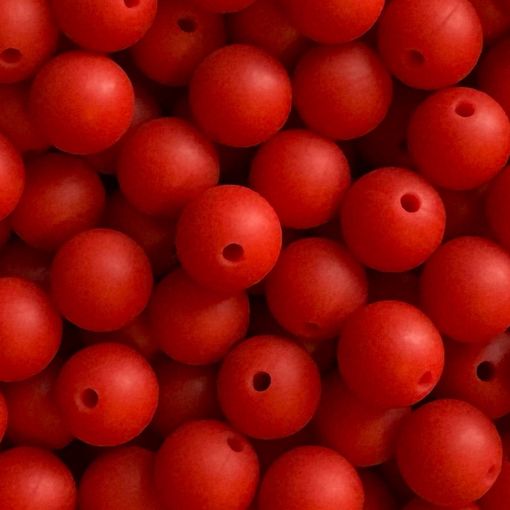 15mm Scarlet Red Silicone Bead