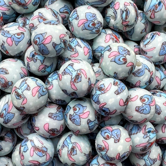 15mm Blue Alien Silicone Bead