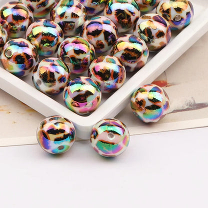 16mm Acrylic Leopard Iridescent Acrylic Beads