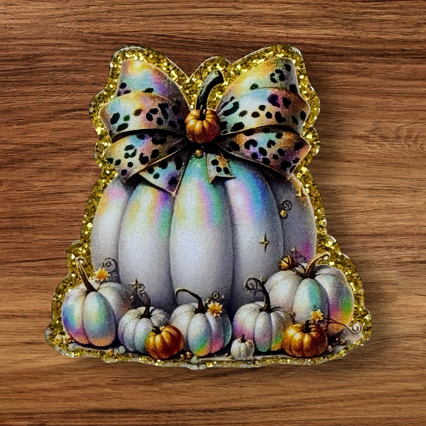 Pumpkin With Bow Acrylic Flatback