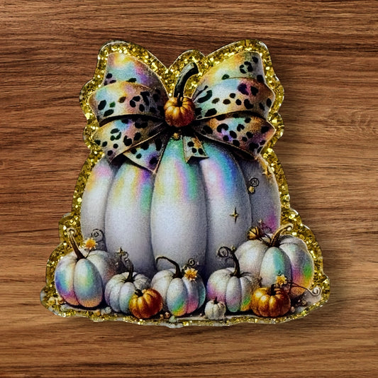 Pumpkin With Bow Acrylic Flatback