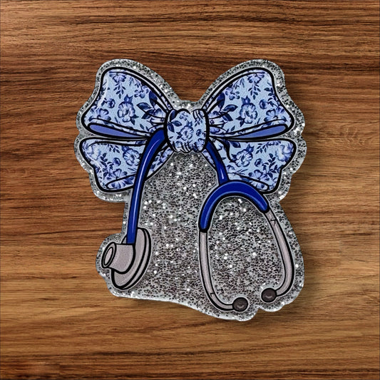 Floral Bow Stethoscope Acrylic Flatback