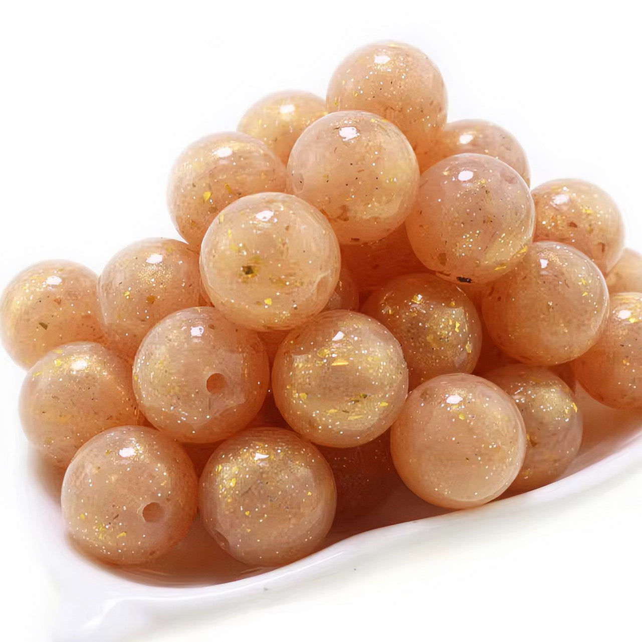 15mm Gold Glitter Jelly Silicone Bead