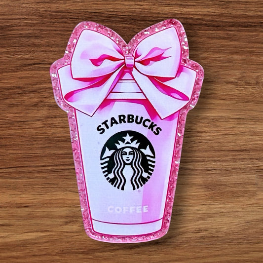 Pink Drink With Bow Acrylic Flatback