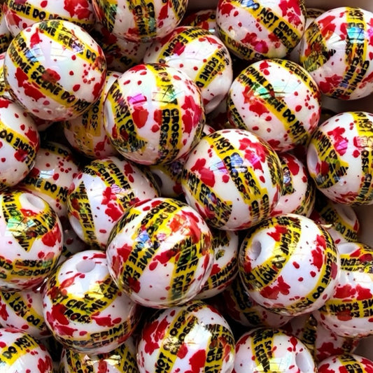 16mm Caution Tape Acrylic Bead