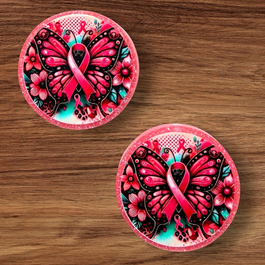 Breast Cancer Awareness Butterfly Acrylic Focal