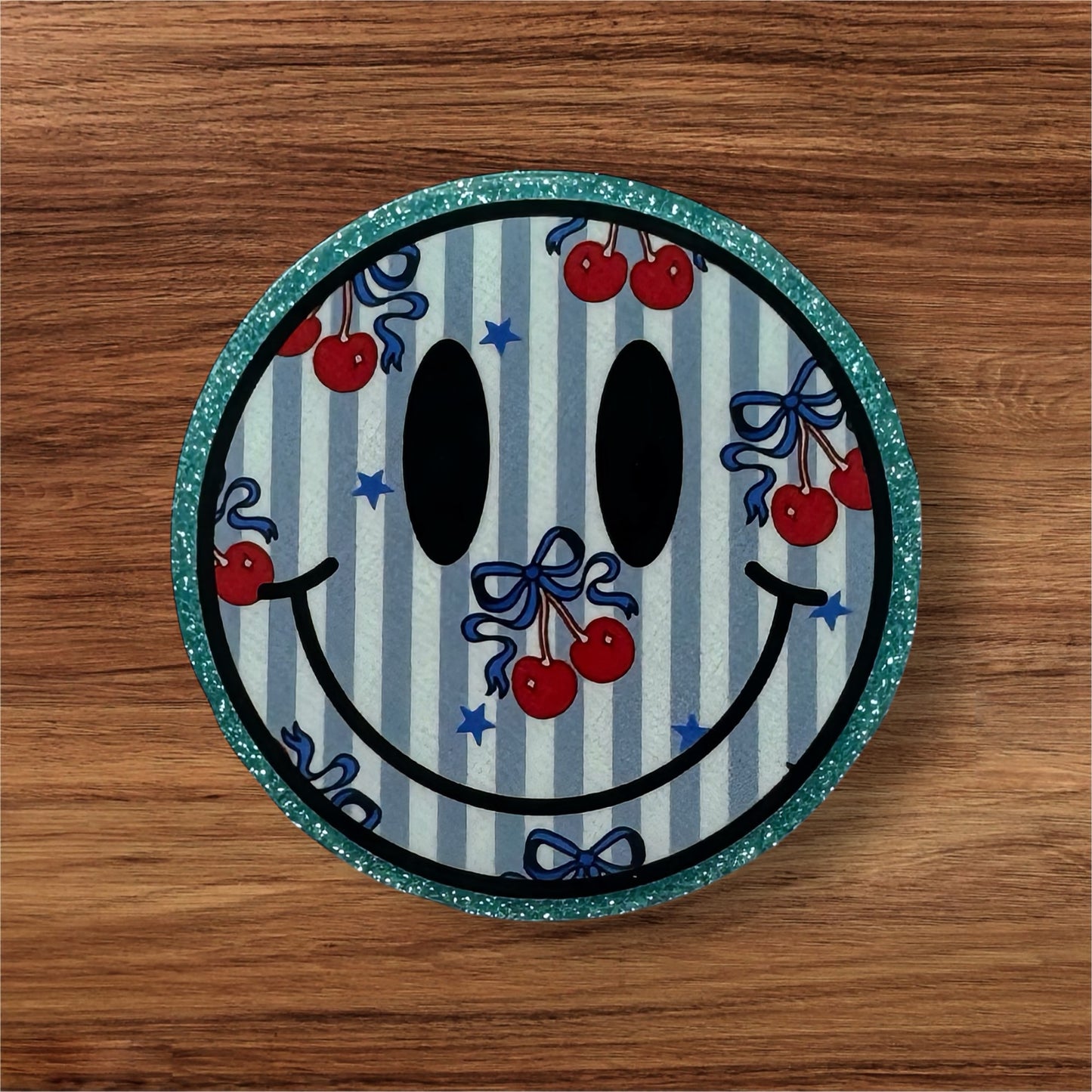 Cherry Happy Face Acrylic Flatback (Custom)