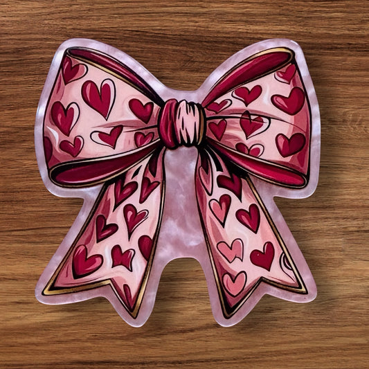 Bow With Hearts Acrylic Flatback