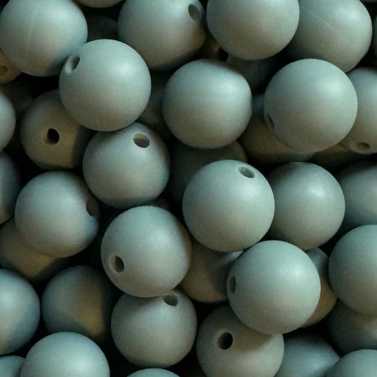 15mm Blue Grey Silicone Bead