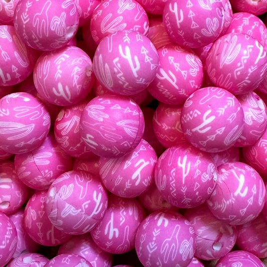15mm Pink Cactus By Silicone Bead