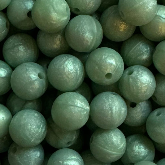 15mm Pearl Green Silicone Bead