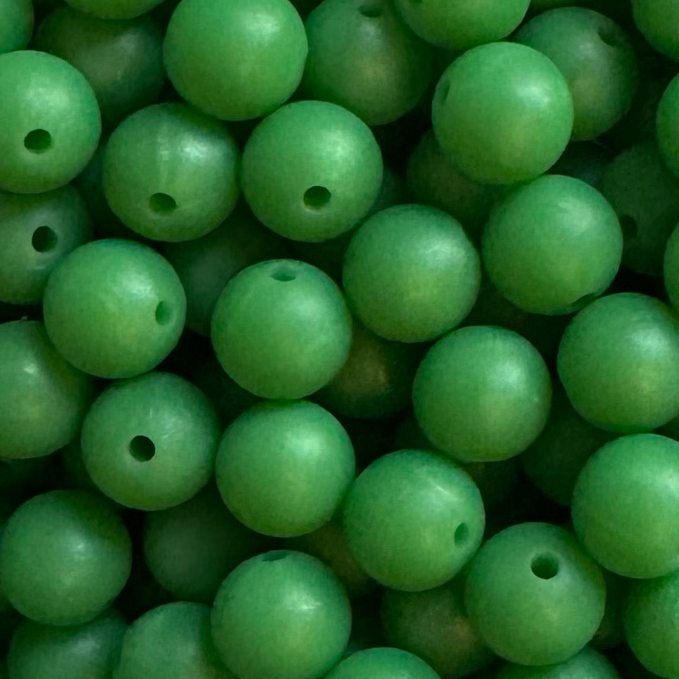 15mm Pearl Dark Green Silicone Bead