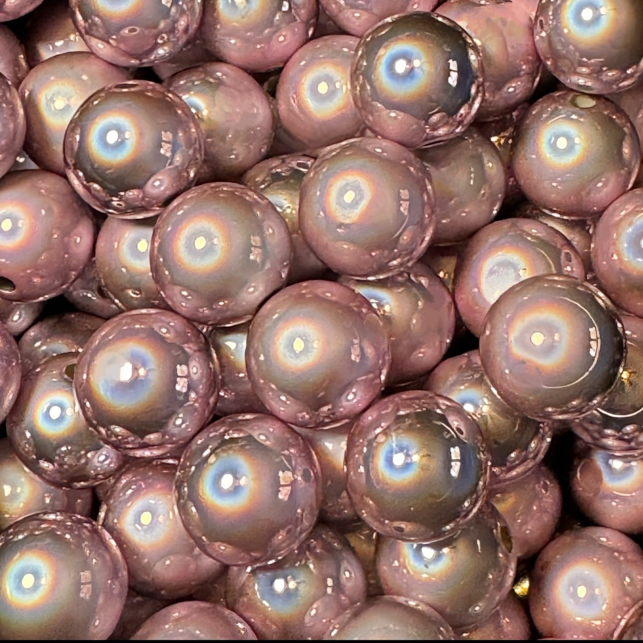 16mm Pink Mirrored Chrome Acrylic Bead