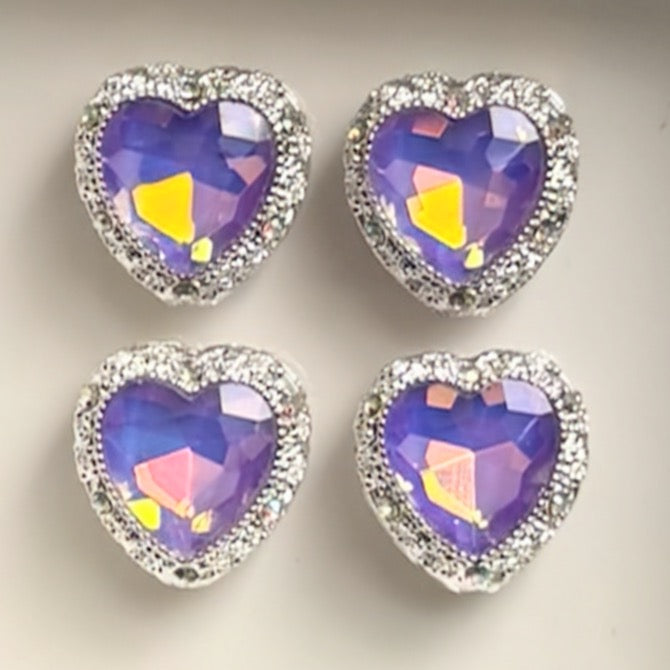 Silver Heart Purple Opal Gemstone Bead