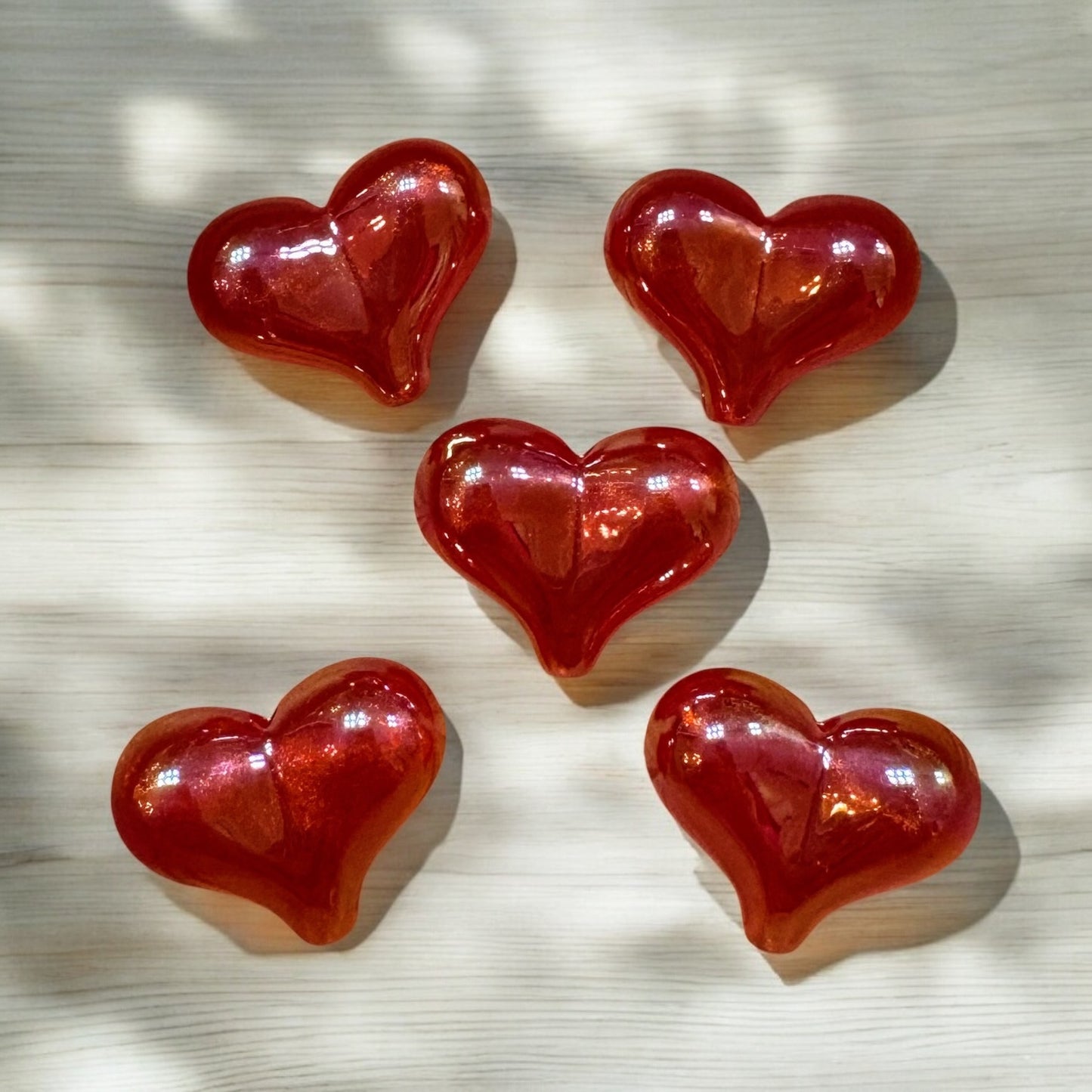 Acrylic Red Iridescent Heart Bead