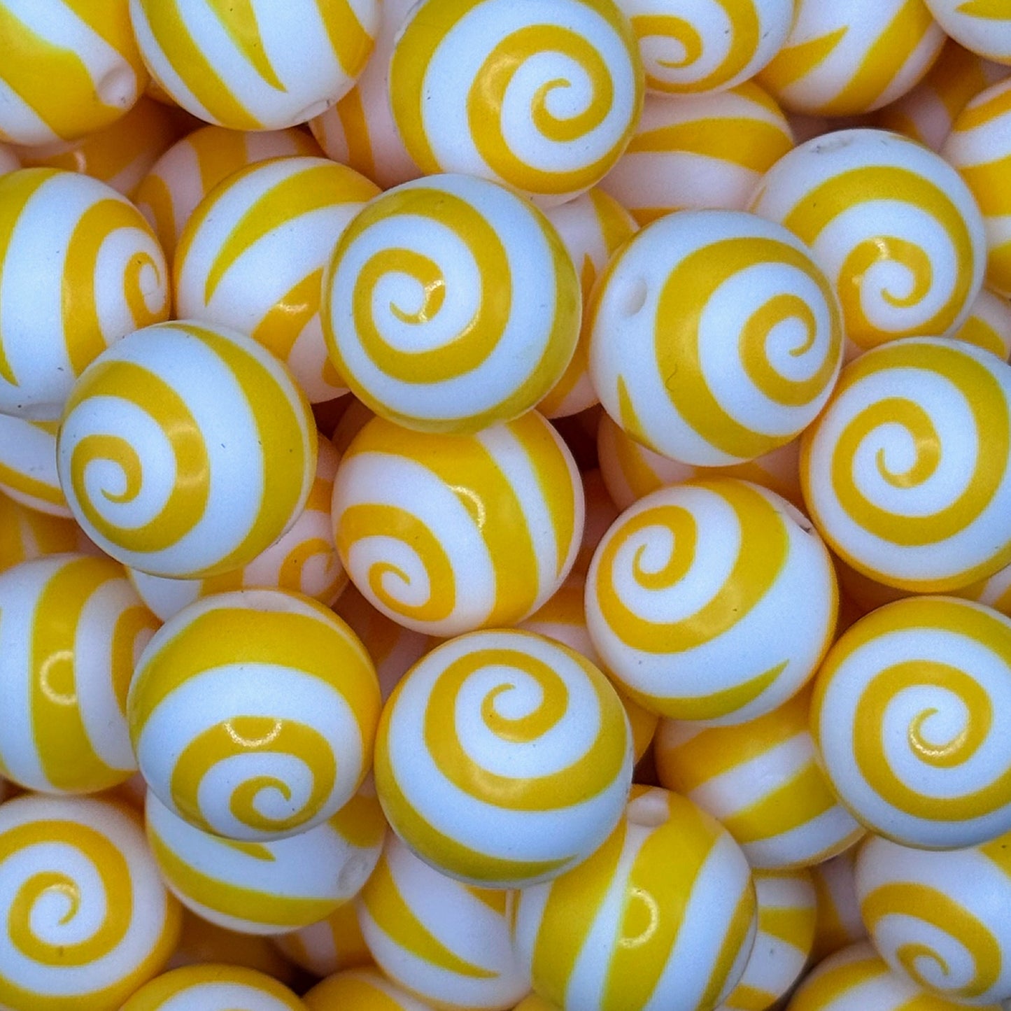 15mm Yellow Swirl Bead