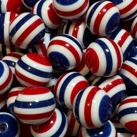 20mm Red White & Blue Acrylic bead