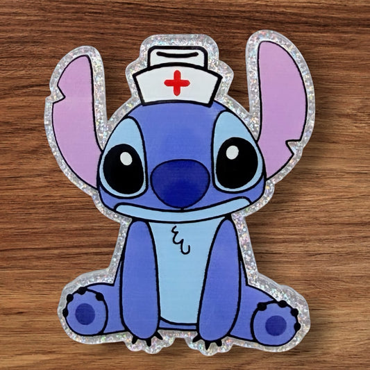 Blue Alien Nurse Acrylic Flatback