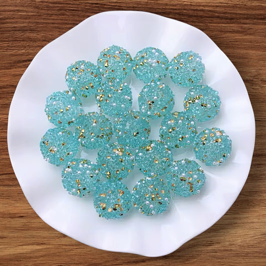 16mm Sugar & Gold Acrylic Bead (Blue)