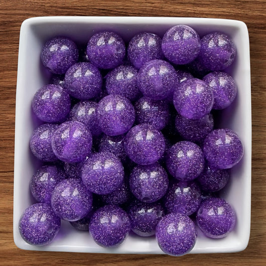 16mm Purple Glitter Acrylic Bead