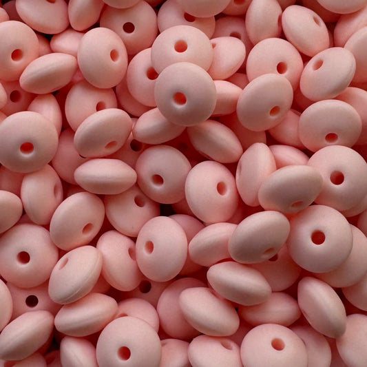 12mm light Pink Silicone Lentil Bead