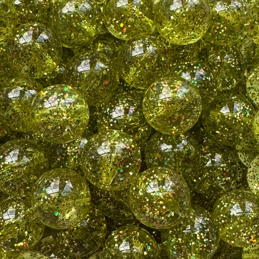 16mm Yellow Glitter Acrylic Bead