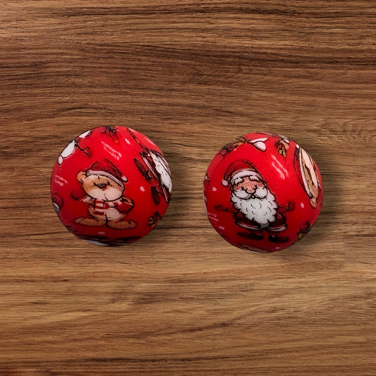 15mm Red Christmas Silicone Bead