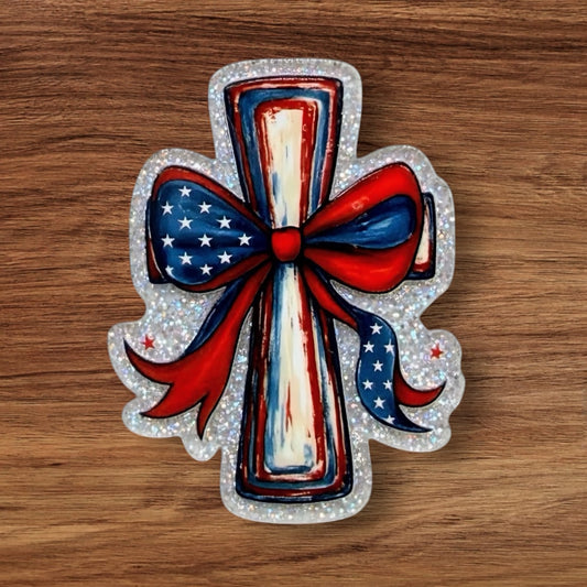 Patriotic Cross Acrylic Flatback