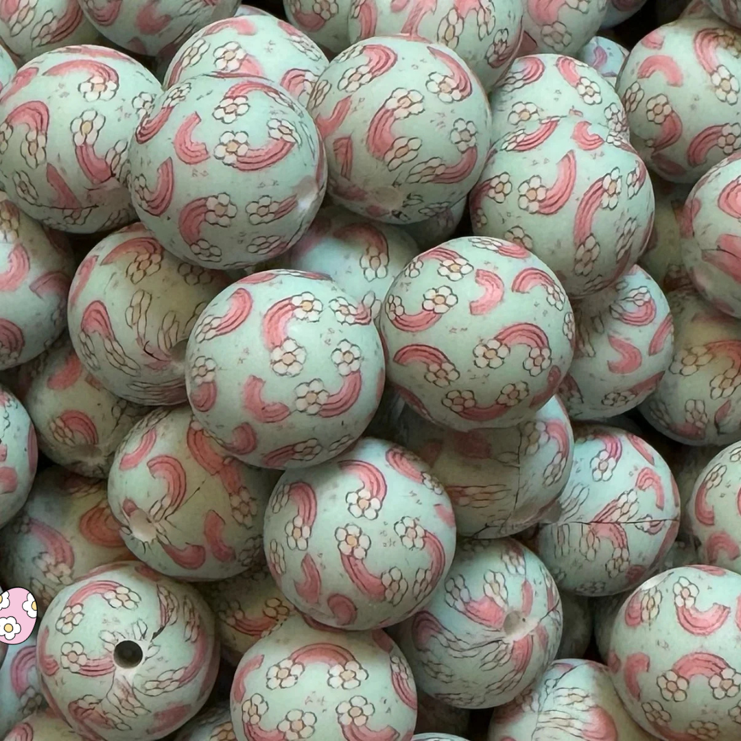 15mm Retro Rainbows Silicone Bead