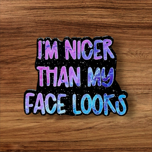 I’m Nicer Than My Face Looks Acrylic Flatback